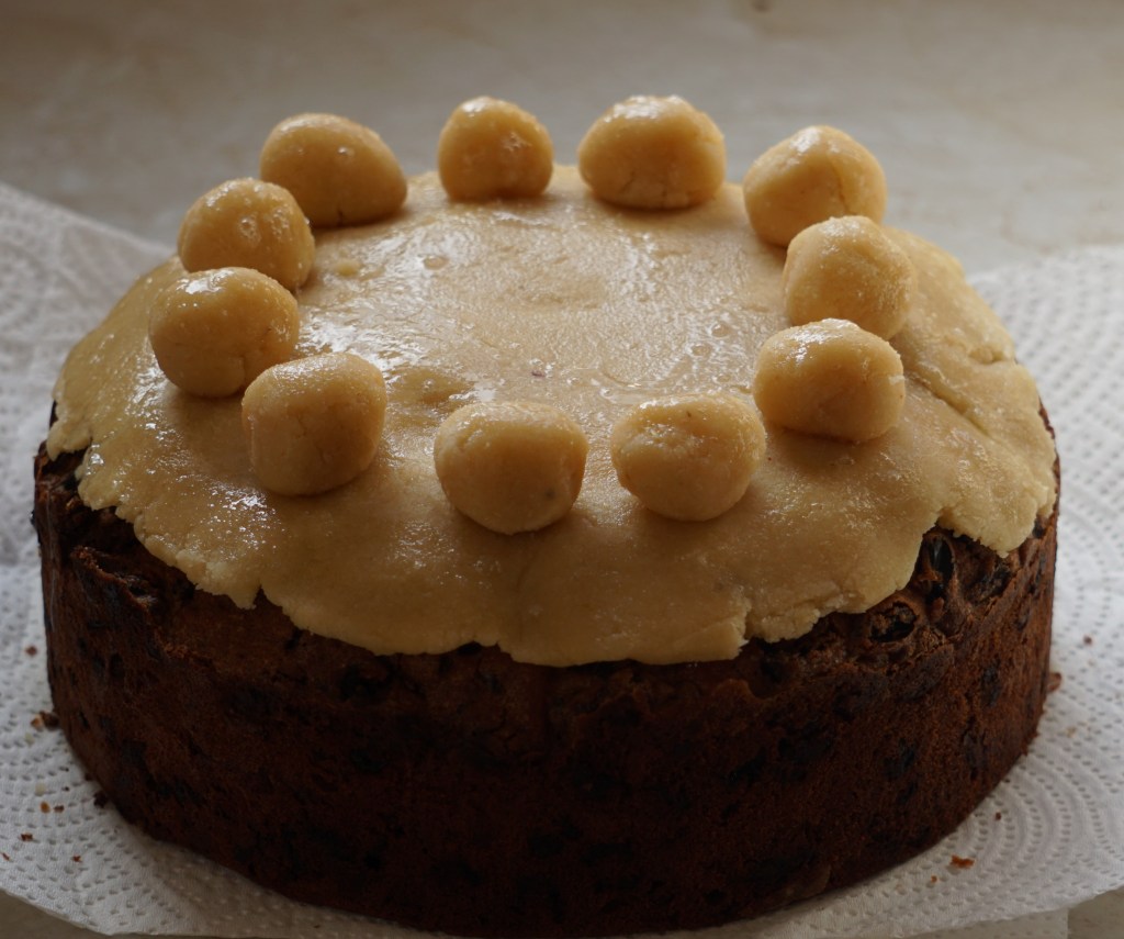 simnel cake ready to toast