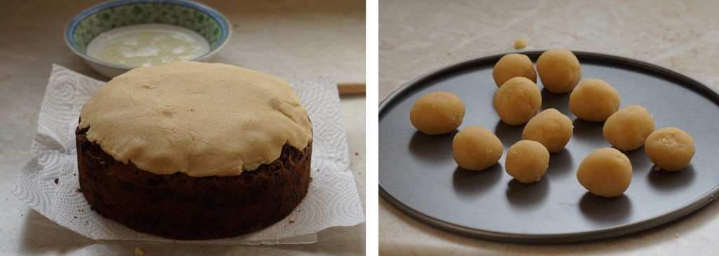 add almond paste on top